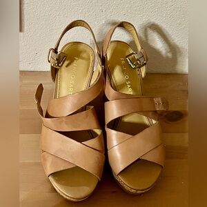 Cute tan Franco Sarto wedge sandals - women’s size 5 Excellent condition!